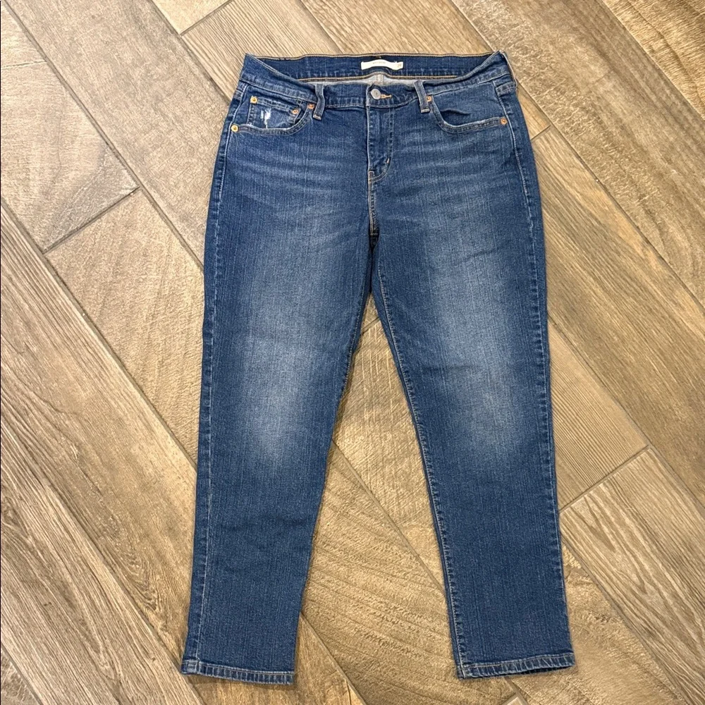 Levi’s Boyfriend Jeans Size 29 Cropped Straight Leg Mid Rise Stretch - Picture 4 of 14